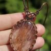 Copper RUTILE QUARTZ pendant with carnelian beads