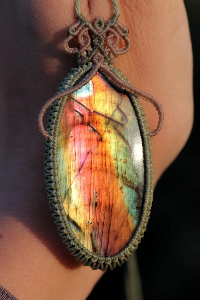 Hippie necklace in micro macrame, handmade jewelry for bohemian goddess,