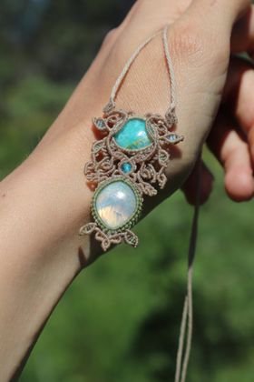 moonstone pendant handmade micro macrame necklace