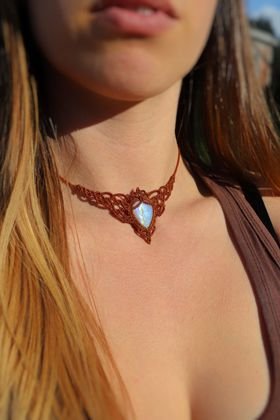 moonstone choker handmade micro macrame necklace