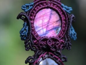 Cosmic FLUORITE and purple spectrolite necklace with apatite