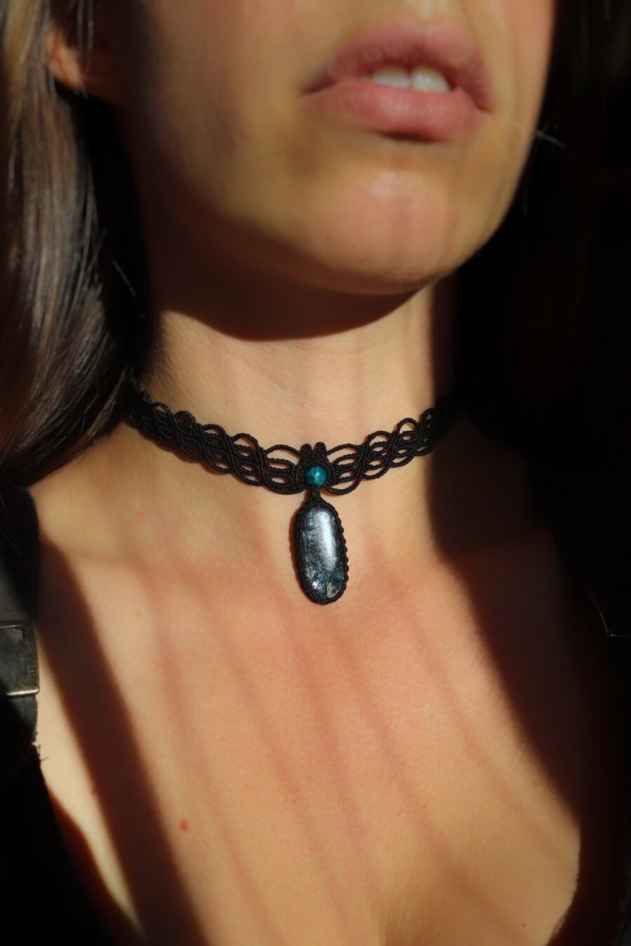 NYXARA ~ deep blue KYANITE choker